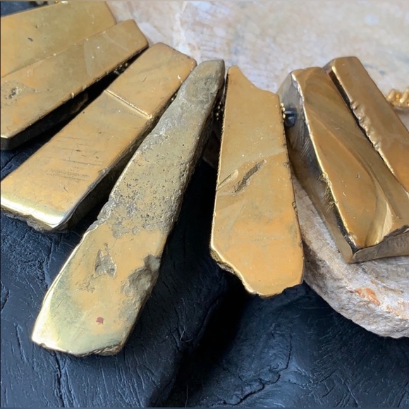 Gold Pyrite Statement Necklace - Picture 3 of 4